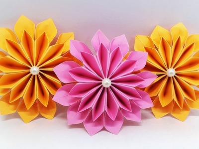 DIY Paper Flowers easy making tutorial (Origami Flower) - Paper Crafts Ideas