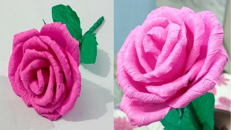 DIY Paper Rose:Crepe paper flower making tutorial: Paper Craft
