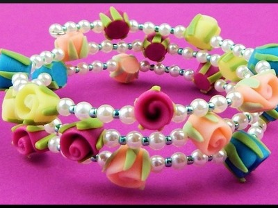 DIY | Perlen Rosen Blumen Armband | Beaded Memory Wire Roses Flowers Bracelet | Beadwork Jewelry