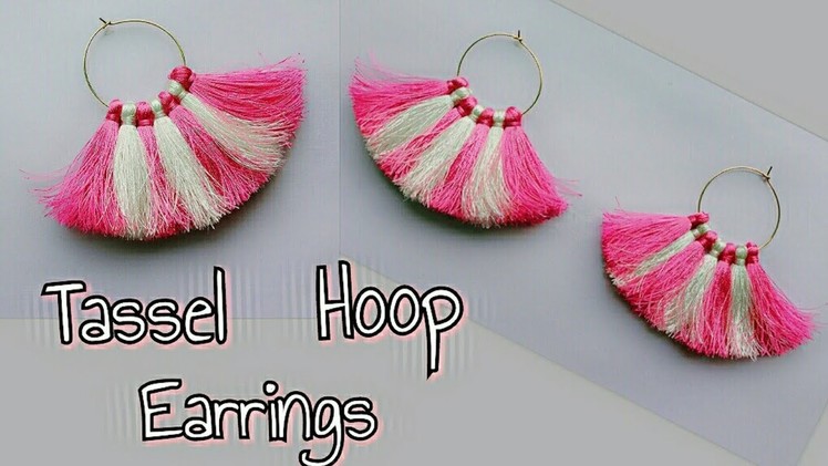 DIY Tassel Hoop Earrings.Two Color Tassel Hoop Earrings.How to make Tassel Hoop Earrings