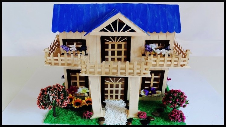 DIY Time lapse | Holz Eisstiele Villa | Building a popsicle stick dream house | Wooden Mansion