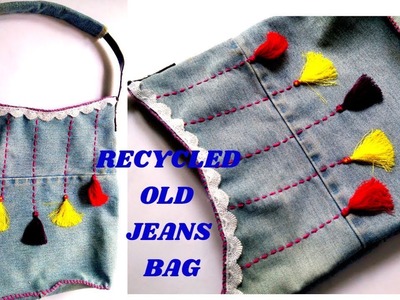 DIY Tote Bag Tutorial || Recycled Old Jeans Bag || How to Make a Denim Bag ||