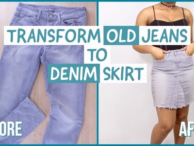 DIY Upcycled Old Jeans to Skirt