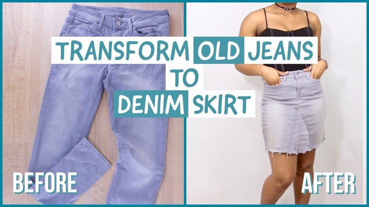 DIY Upcycled Old Jeans to Skirt