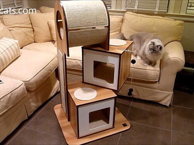 Hagen Vesper Cat Furniture V-Tower Cat Tower Arrives for Review - Modern Cat Tree - Floppycats