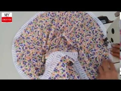 How to cut and stitch umbrella floral frock for baby girl