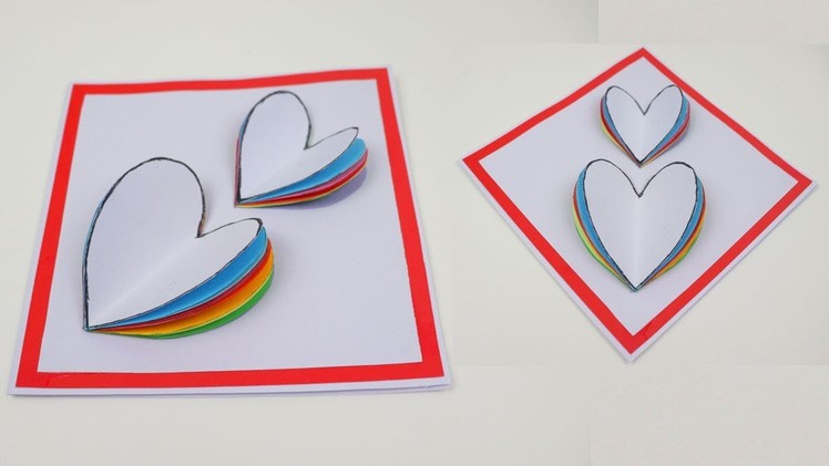 How to Make DIY Easy Mother's Day Card Rainbow Heart Love Greeting Card - Easy Valentine's Day Card
