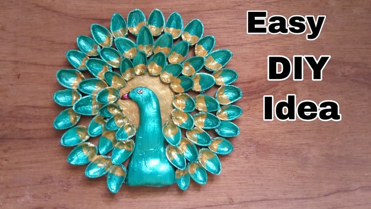 How to make easy DIY peacock.Best out of waste craft idea.craft with pista shell