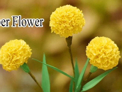How To Make Marigold Paper Flower From Crepe Paper - Craft Tutorial | Technic Guru