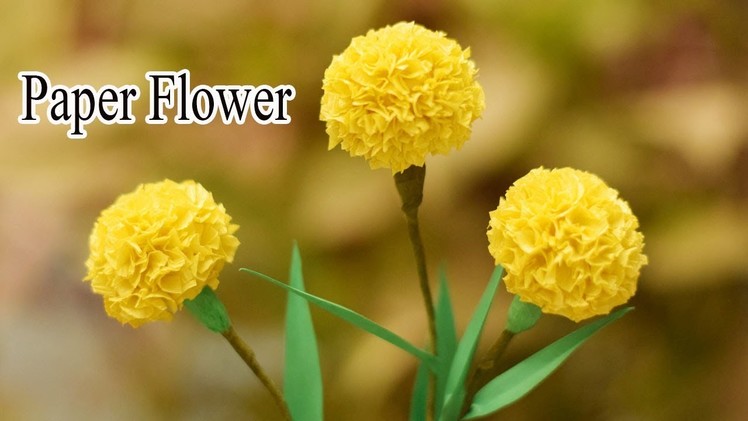 How To Make Marigold Paper Flower From Crepe Paper - Craft Tutorial | Technic Guru