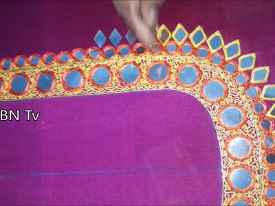 How to make mirror work blouse at home | Diy | basic embroidery stitches,designer blouse designs
