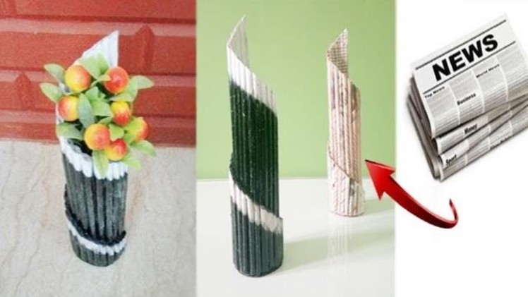 How to make Newspaper Flower Vase | flower Pot making | newspaper craft