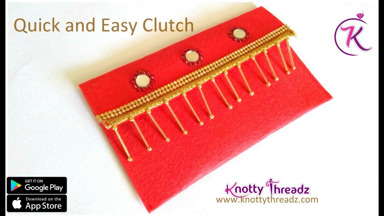 How to sew a Clutch for beginners | DIY Using Felt | Fancy Purse | Tutorial | www.knottythreadz.com