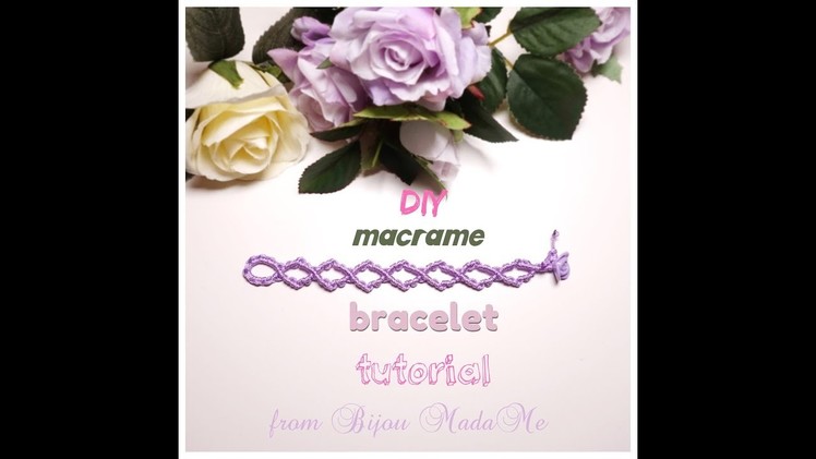 Macrame bracelet tutorial. DIY macrame jewelry. How to make romb macrame bracelet for beginners.