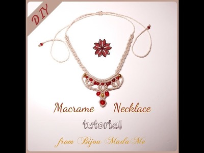 Macrame necklace tutorial. DIY macrame jewelry & crafts. How to make ethno style macrame necklace.