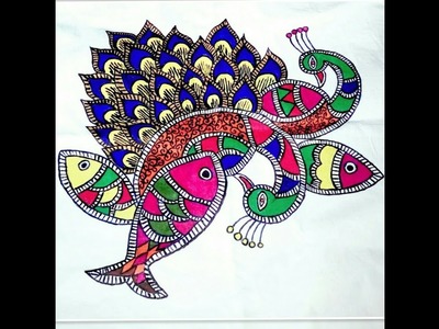 Madhubani Painting. Mithila painting (diy pillow cover), art and craft, painting work, pillow cover