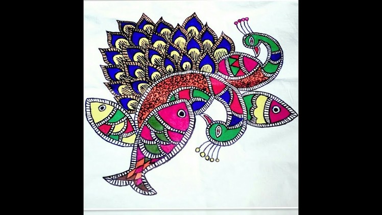 Madhubani Painting. Mithila painting (diy pillow cover), art and craft, painting work, pillow cover