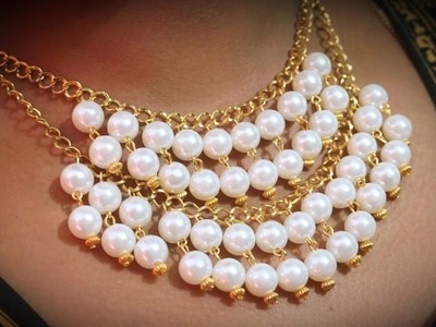 Making Beautiful Designer Pearl Necklace At Home. DIY. Pearl Chokar. Jewelry Making. Uppunutihome