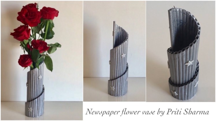 Newspaper Flower Vase DIY Newspaper Pen Holder. Newspaper Crafts. Best Out Of Waste | Priti Sharma