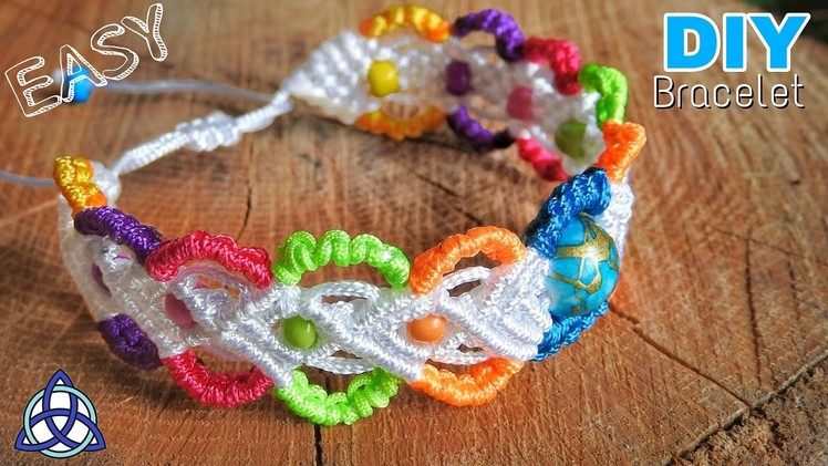 Rainbow Macrame Bracelet Tutorial - EASY Colorful Craft