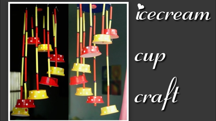 Reuse of empty ice cream cup|best out of waste|new craft home decor idea