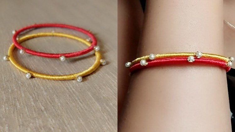 Simple and easy silk thread thin bangle design.diy silk thread bangles.jewellery making