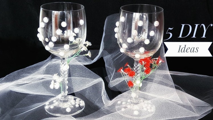 Wedding GLasses Decoration - 5 Ideas DIY Wedding Glasses Design Tutorial