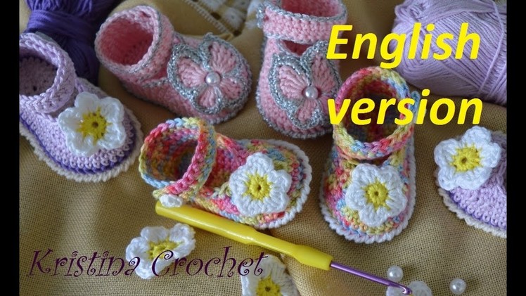 Crochet baby shoes Booties Tutorial (English version)