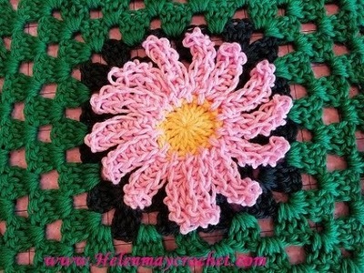 Crochet Daisy Hot Pad Potholder and Recipe holder Granny Square Design #5 DIY Video Tutorial