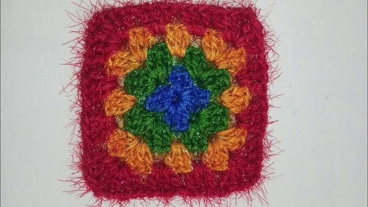Crochet Granny Square  | Multicolour Granny Square | How to make a square in Hindi | Vinkam |#विणकाम