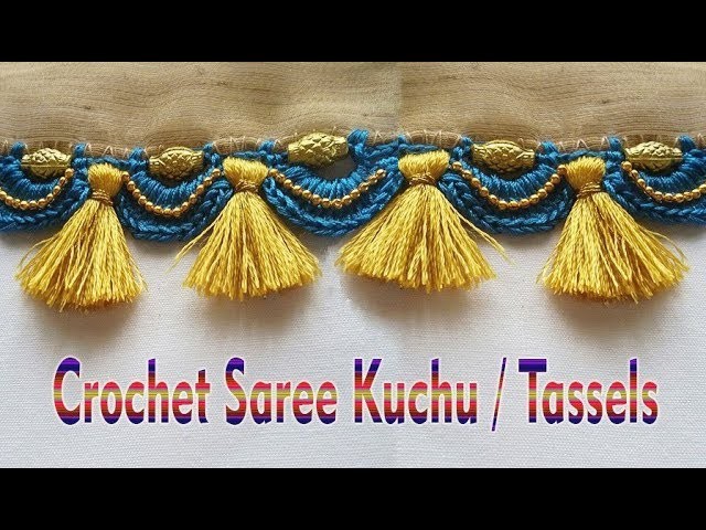 Crochet Saree Kuchu Design Tutorial.Crochet Saree Tassels Making Tutorial