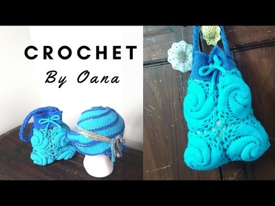 Crochet spiral square bag by Oana