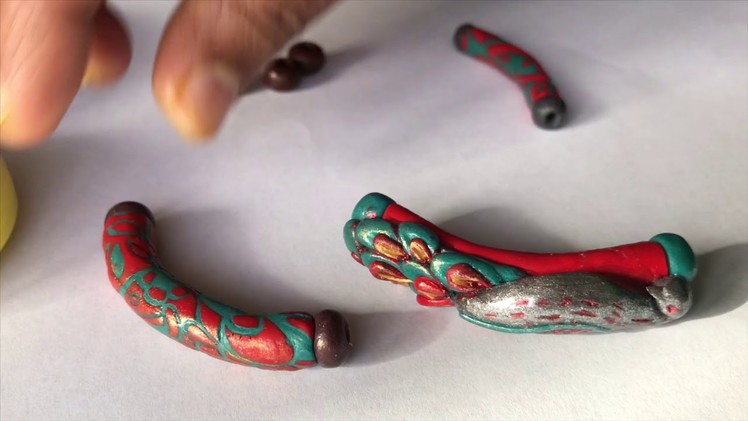 DIY Polymer clay jewelry - Handmade stretch bracelet. jewelry making tutorial- stretch cord