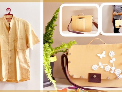 DIY Satchel Bag: From Men's Shirt to Cute Satchel Bag (Recycling Old Clothes)