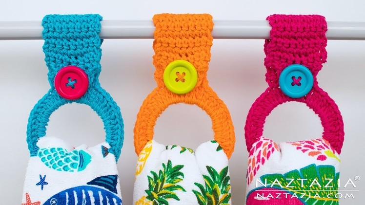 How to Crochet a Hanging Ring Towel Holder - Easy Toppers for Kitchen