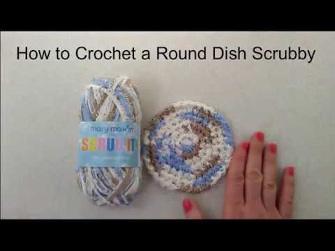 How to Crochet a Round Cotton Dish Scrubby - Using Mary Maxim Scrub It! 100% Cotton Yarn with Fringe