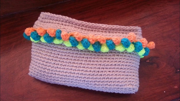 How to Crochet Pompom Purse with zipper