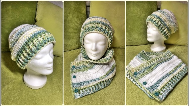 How to crochet  this beautiful set, CAP and loop (scarf) - Part 1