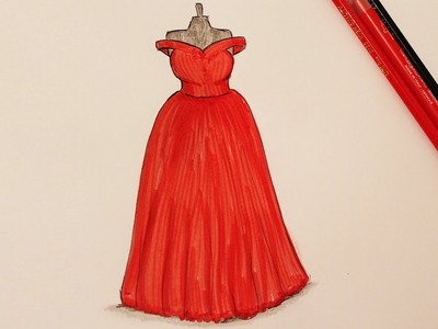 How to draw dresses - Evening Dress Design