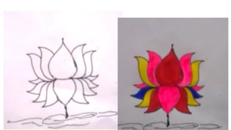 How to draw lotus flower., kamal ka phul kaise banaye.। कमल का फूल कैसे बनाए।