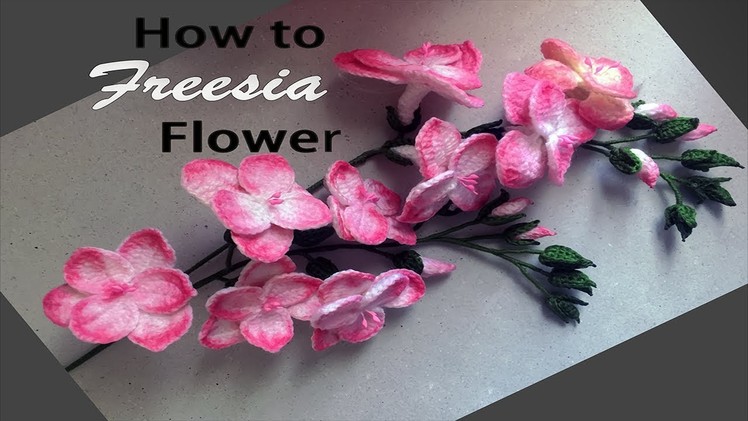 How to Freesia Flower Crochet ถักดอก freesia part2