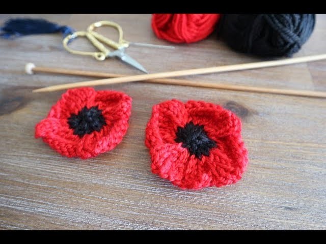 How to knit poppy flowers