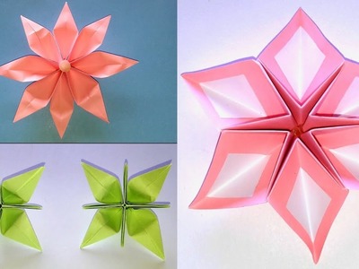 How to make : 3 simple and easy origami paper flowers. Cara membuat : 3 origami bunga kertas