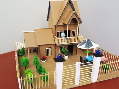 How To Make A Beautiful Mansion House From Cardboard - Dream House - Popsicle Stick House