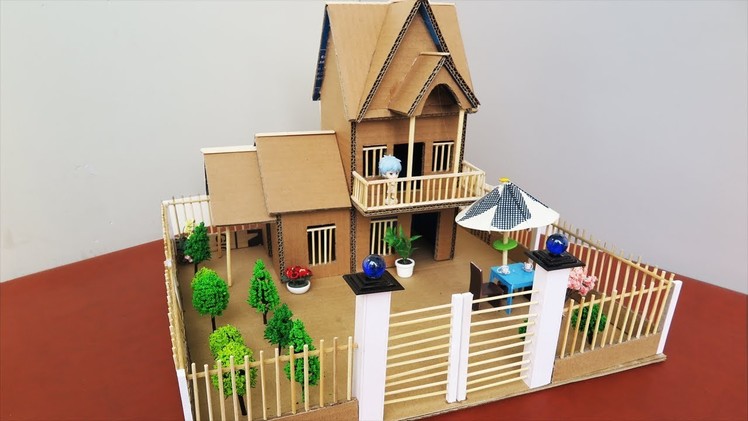 How To Make A Beautiful Mansion House From Cardboard - Dream House - Popsicle Stick House