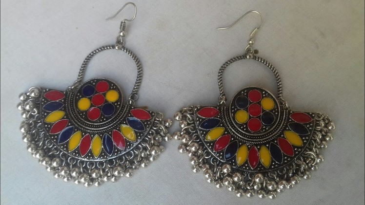 (HOW)TO MAKE A BEAUTIFUL PARTY WEAR EARRINGS.SILVER MATERIAL USE.THE STUNNING HANDMADE. .
