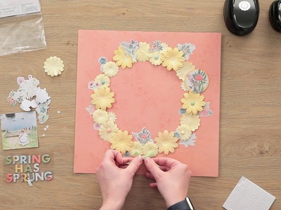 How to make a floral wreath scrapbook layout with Charlotte Pollard