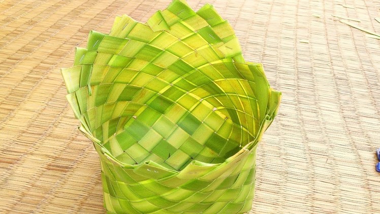 How to make a palm basket (coconut tree leaf)