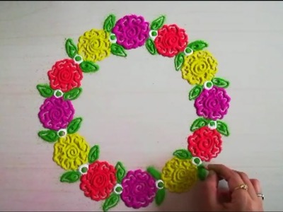 How to make beautiful flower rangoli | rose rangoli by Yogita Garud