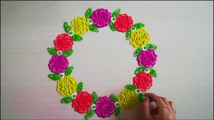 How to make beautiful flower rangoli | rose rangoli by Yogita Garud